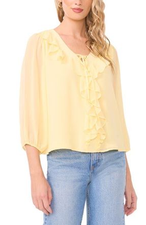 Vince Camuto Ruffle Chiffon Top in Mellow Yellow at Nordstrom, Size X-Small