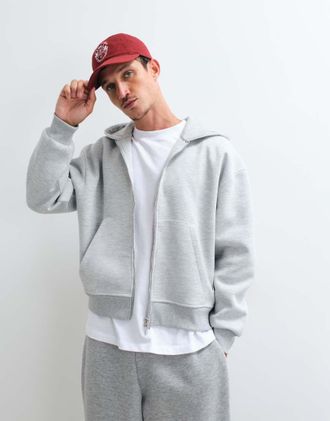 Asos felpa con cappuccio oversize squadrata in tessuto scuba grigio