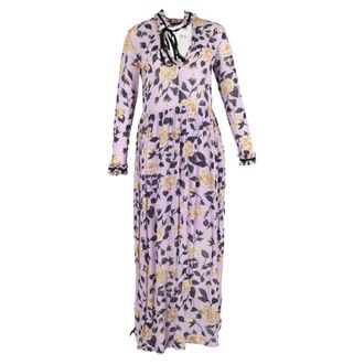 Ganni Ganni Crepe Georgette Carlton Maxi Dress in Purple Viscose