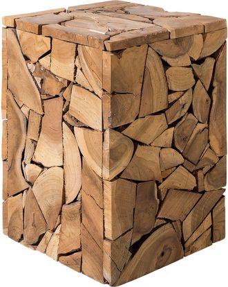 Beliani Mesa De Centro De Madera De Teca Clara Marr&oacute;n R&uacute;stico Decorativo Nelson