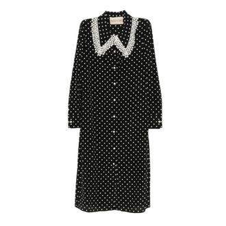 Valentino Polka-dot Midi Shirt Dress - female - Valentino - Shirt Dresses - Black - M - Dresses