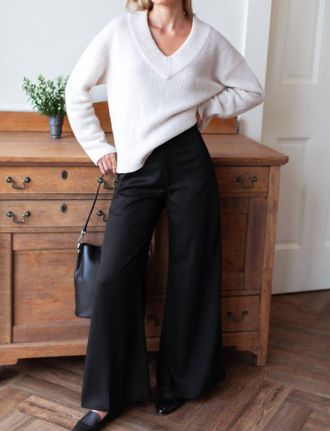 Emerson Fry Boxy V Neck Sweater In Birch Wool