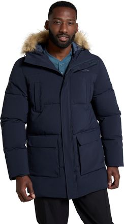 Mountain Warehouse Fern Mens Water Resistant Padded Parka - Thermal Tested -50 &deg; Puffer Coat with Elastic Cuff & Hood - Spring Summer Camping & Outdoors Navy XXS
