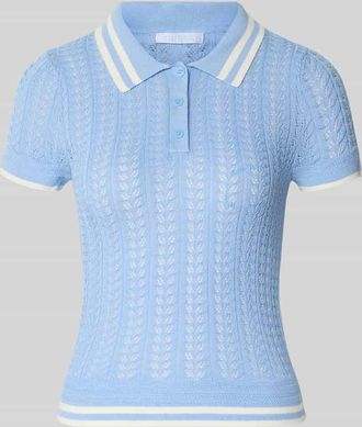 Guess Strickshirt aus Viskose-Mix mit Polokragen in Bleu, Gr&ouml;&szlig;e XL