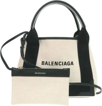 Balenciaga Pre-owned Tote Bags, female, Beige, Size: ONE SIZE Pre-owned Canvas Tote Bag