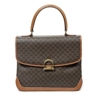 Celine Pre-owned Womens Vintage Top Handle Flap Handbag - Brown - One Size