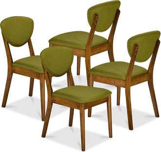 Best Choice Products Set of 4 Wooden Dining Chairs, Wood Modern Farmhouse Upholstered Chairs