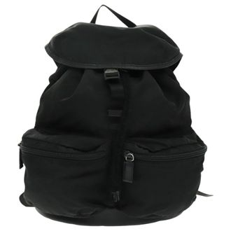 Prada Double Front Pocket Backpack Tessuto Black Nylon Backpack Bag (Pre-Owned)