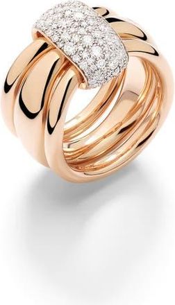 POMELLATO Together Diamond Pav&eacute; Ring in Rose Gold/Diamond at Nordstrom, Size 6.75