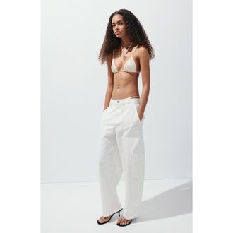 Mango Wide Leg Cargo Jeans in White at Nordstrom, Size 12