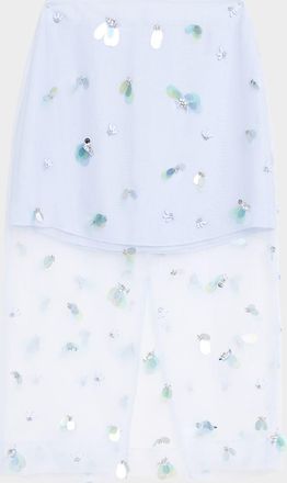 SIMKHAI Delilah Embellished Tulle Midi Skirt