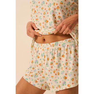 Stripe and Stare T-Shirt & Shortie Pyjama Set in Citrus Petals at Nordstrom, Size X-Small