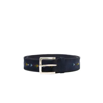 Orciani Belts, male, Blue, Size: 100 CM Cintura in pelle scamosciata con ricami