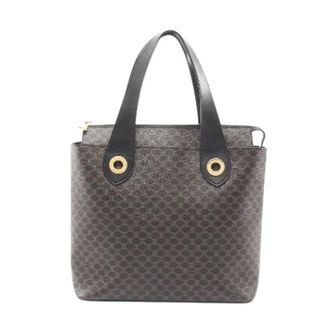 Celine Pre-owned Handbags, female, Black, Size: ONE SIZE Pre-owned Macadam PVC Coated Canvas Leather Handbag