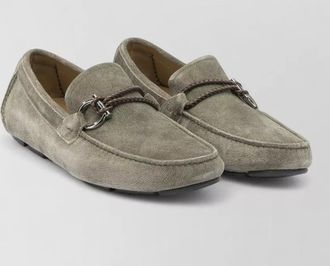 Ferragamo suede moc toe loafers rubber sole