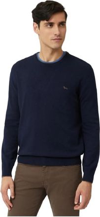 Harmont & Blaine Blauwe Crew Neck Sweater - Heren - Ronde hals truien - Blauw - S - Wol - Truien & Vesten
