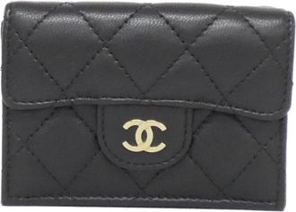 Chanel Black Bordeaux Leather Wallet (Tri-Fold) (Pre-Owned)