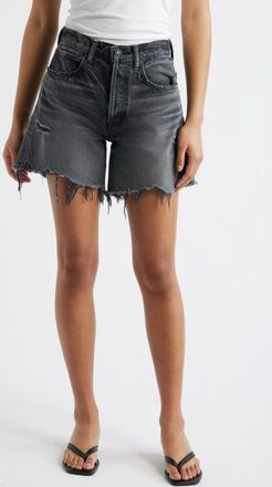 Moussy Vintage Shirley High Waist Cutoff Denim Shorts in Black at Nordstrom, Size 25