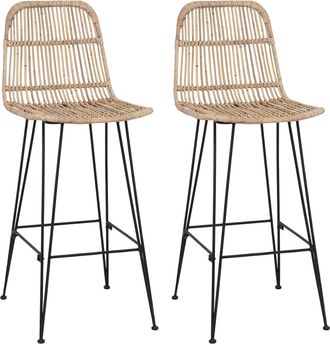 vidaXL Taburete De Bar 2 Uds. Natural 44 X 55 X 109 Cm Rat&aacute;n Y Acero Vidaxl