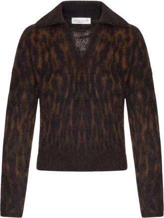 Roberto Collina Polo de pico Jacquard Animalier - Knitwear - Mujer - Marr&oacute;n - S