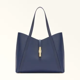 Furla Goccia Borsa Shopping L Blu Reale Blu Pelle Di Vitello Notte + Pelle Di Vitello Sidney Donna