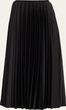 Jason Wu Pleated Crepe Satin Midi Skirt