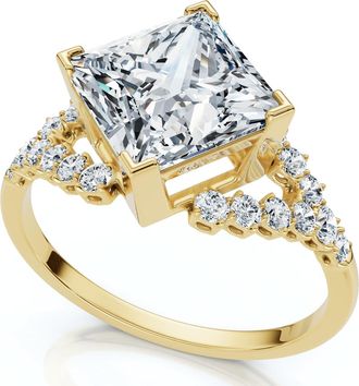 Pompeii3 Certified 2.25Ct Princess Cut Diamond Engagement Ring 14k Gold or Pt Lab Grown