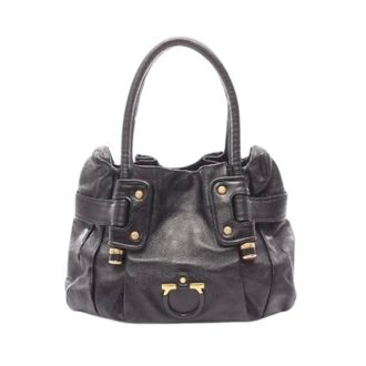 Ferragamo Pre-owned Handbags, female, Black, Size: ONE SIZE Pre-owned Gancini Leather Handbag