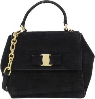 Ferragamo Pre-owned Suede Shoulder Bag - Dames - Vintage Handtas - Zwart - ONE Size - Leer - Vintage
