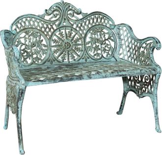 Biscottini International Panchina da giardino in ghisa 110x55x90 cm Divanetto da esterno Panca con braccioli Liberty Sedia 2 posti Panchina in ferro