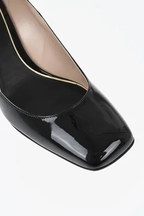 Valentino Patent Leather Ankle-Strap Pumps with Logo Strap 7cm Valentino