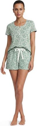Lands End Knit 2 Piece Pajama Set - Short Sleeve Top and Shorts in Vibrant Clover Pressed Floral at Nordstrom, Size Xx-Small