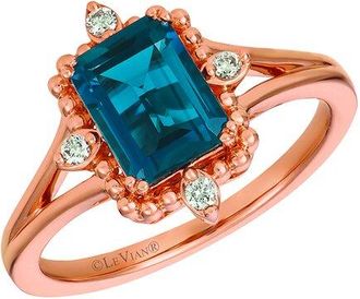 Le Vian 14K Rose Gold 1.81 Ct. Tw. Diamond & Deep Sea Blue Topaz Cocktail Ring