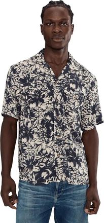 Faherty Bali Camp Shirt Mens Fjord Bloom Short Sleeve Button Up GBO3774