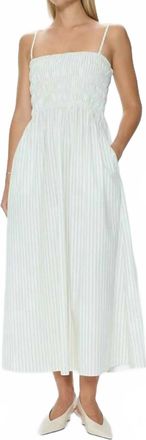 Pistola Denim Bianca Shirred Bodice Dress In Sage Egret Stripe