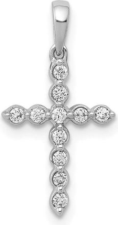Diamond2Deal 10K White Gold 1/10ct. Diamond Cross Pendant