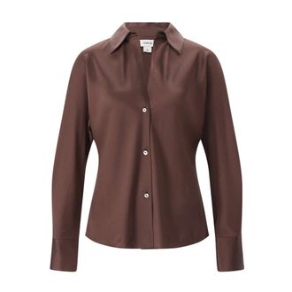 Vince Zijden blouse - Dames - Blouses & Shirts - Bruin - Maat: M Zijde