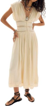 Free People Swimming Across the Sky Eyelet Trim Midi Dress in Sandshore at Nordstrom, Size X-Small