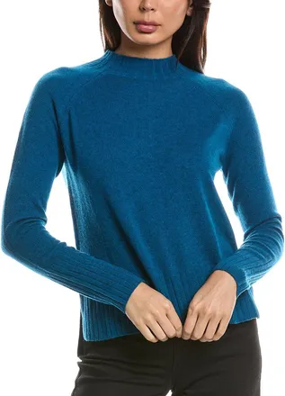 Fort&eacute; Cashmere Hi Low Rib Trim Funnel Neck Cashmere Sweater