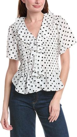 Alberta Ferretti Philosophy Pintuck Printed Ruffled Top