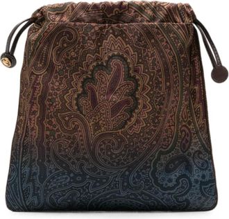 Etro Tassen, Dames, Bruin, ONE Size, Katoen, Paisley Bucket Bag