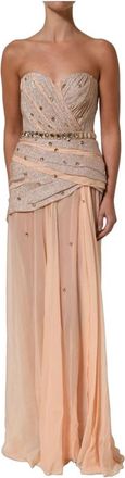 Dolce & Gabbana Verfraaide Strapless Avondjurk - Dames - Avondkleed - Beige - S - Kleedjes