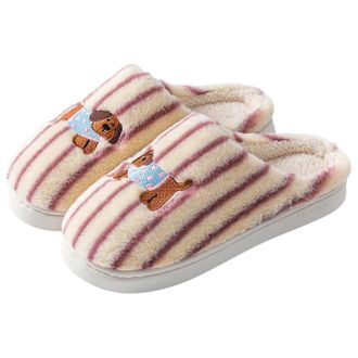 Generic Cute House Slippers Women Stripe Fuzzy Memory Foam Slippers Ladies Slip on Sole Bedroom Cloud Shoes Indoor Outdoor Anti-Skid Shoes with Fleece Lined (