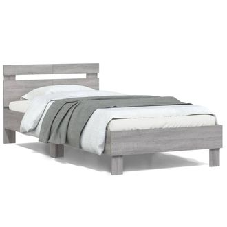 Berkfield Home Bed Frame without Mattress with LED Lights Grey Sonoma 100x200 cm