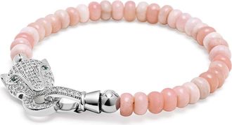 Nialaya Panther Head Beaded Bracelet in Pink Opal at Nordstrom, Size X-Small