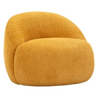 Dmora Poltrona Nubra, Silla Con Tela Boucl&eacute;, Brazos, Estructura De Tela, 80x56x83h Cm Naranja Mostaza
