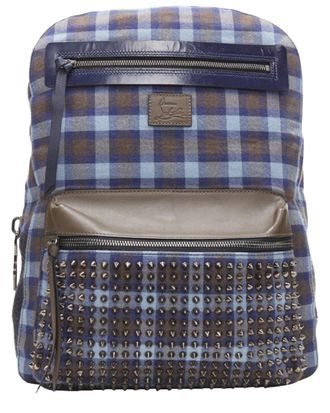 Christian Louboutin Backloubi Gingham Check Spike Stud Backpack Bag (Authentic Pre-Loved)