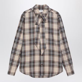 Saint Laurent Cassandre Lavalli&egrave;re Shirt In Tartan