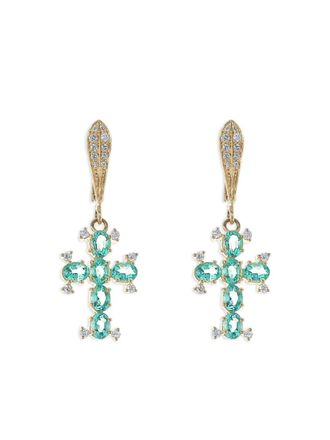 Loree Rodkin 14K yellow gold emerald and diamond earrings - women - Emerald/Diamond/14kt Yellow Gold - One Size