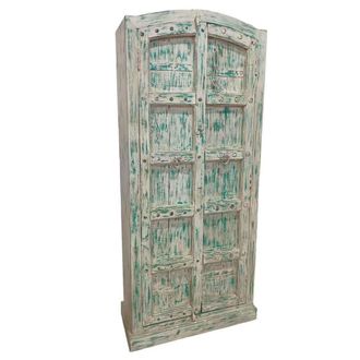 Wanderlust Deco Armario de madera artesanal azul 93x42x207h